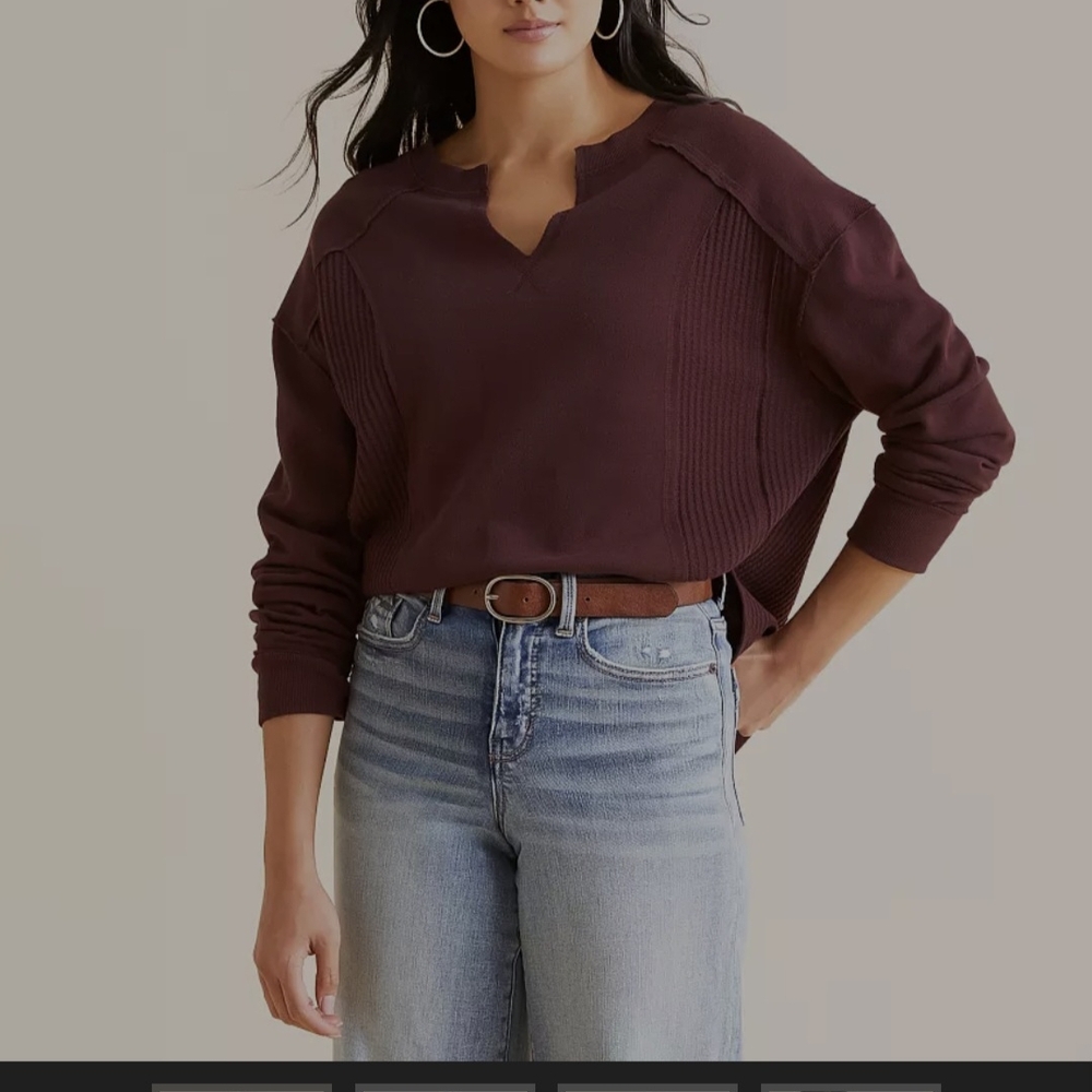 White Crow Burgundy V-Neck Sweater Relaxed Fit‎ NWT